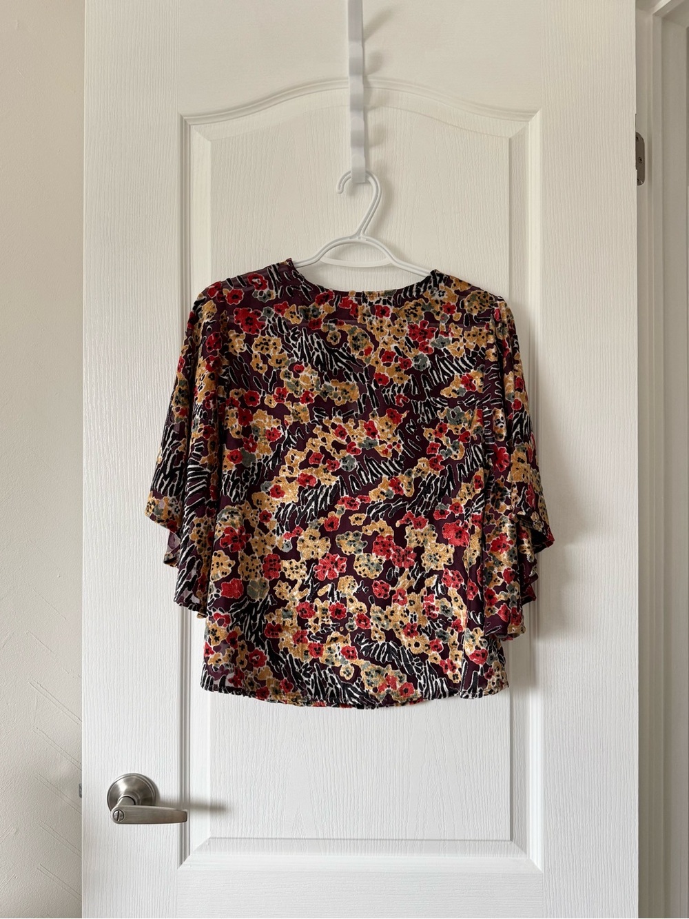 Topshop mesh + velvet blouse